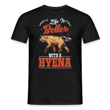 Life is better with a Hyena Earth Wolf Hyena - Men's T-Shirt - black - Front - AI Model Male 178 light (178cm)