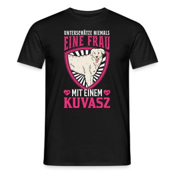 Kuvasz Besitzerin Ungarischer Kuvasz Frau - Männer T-Shirt - Schwarz - Vorne - AI Model Male 178 light (178cm)