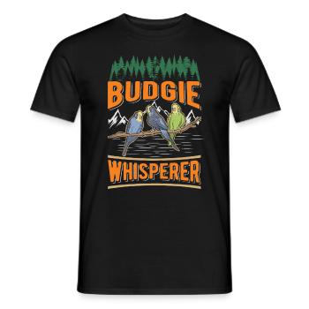 Budgerigar Whisperer Welli Parakeet - Men's T-Shirt - black - Front - AI Model Male 178 light (178cm)
