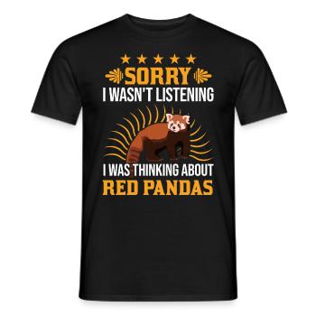 Panda Rouge Cadeau Chat Ours Panda Rouge - T-shirt homme - noir - Devant - AI Model Male 178 light (178cm)