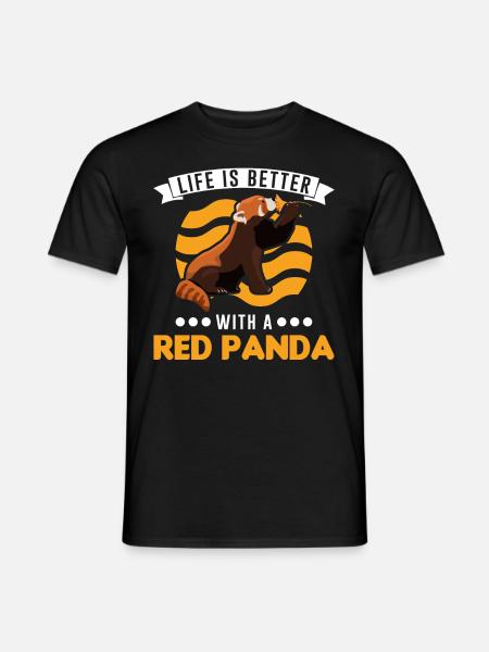 La vie est meilleure avec un panda roux roter panda - T-shirt homme - noir