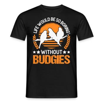 Budgie Gift Welli Cockatiel - Men's T-Shirt - black - Front - AI Model Male 178 light (178cm)