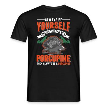 Porcupine lover Porcupine - Men's T-Shirt - black - Front - AI Model Male 178 light (178cm)