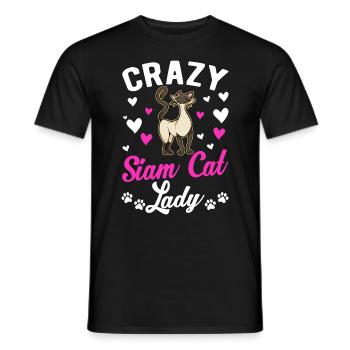 Crazy Siam Cat lady Siamese Cat Mama - Men's T-Shirt - black - Front - AI Model Male 178 light (178cm)