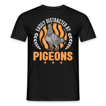 Easily distracted by Pigeons Pigeon Pigeon Fancier - Men's T-Shirt - black - Front - AI Model Male 178 light (178cm)