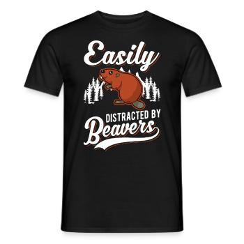 Easily distracted by Beavers Beaver - Men's T-Shirt - black - Front - AI Model Male 178 light (178cm)