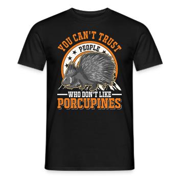 Porcupine lover Porcupine - Men's T-Shirt - black - Front - AI Model Male 178 light (178cm)