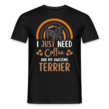 Scottish Terrier Kaffee Hund Cafe - Männer T-Shirt - Schwarz - Vorne - AI Model Male 178 light (178cm)