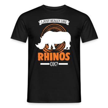 I just really like Rhinos Rhinozeros Nashorn - Männer T-Shirt - Schwarz - Vorne - AI Model Male 178 light (178cm)