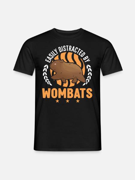 Easily distracted by Wombats - Männer T-Shirt - Schwarz