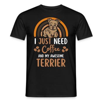 Silky Terrier Coffee Dog Cafe - T-shirt homme - noir - Devant - AI Model Male 178 light (178cm)