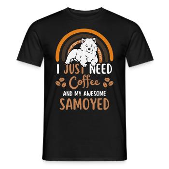 Sweet Samoyed Coffee Dog Cafe kawaii - Men's T-Shirt - black - Front - AI Model Male 178 light (178cm)