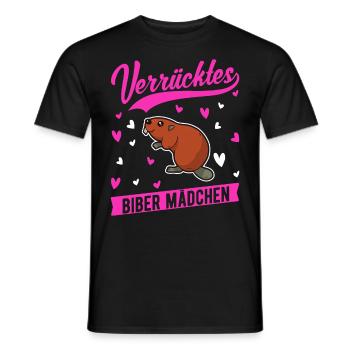 Verrücktes Biber Mädchen - Männer T-Shirt - Schwarz - Vorne - AI Model Male 178 light (178cm)