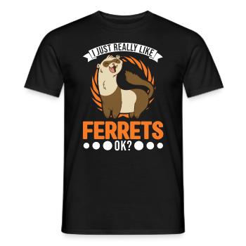 J’aime beaucoup Ferrets Frettchen - T-shirt homme - noir - Devant - AI Model Male 178 light (178cm)