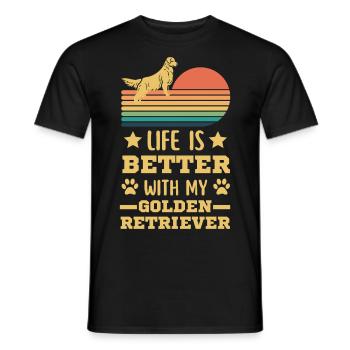 Golden Retriever Dog Retro Vintage - Men's T-Shirt - black - Front - AI Model Male 178 light (178cm)