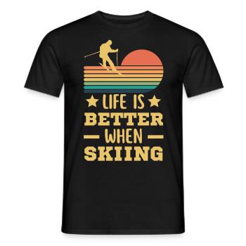 Skier sur un ski vacances rétro vintage - T-shirt homme - noir - Devant - AI Model Male 178 light (178cm)