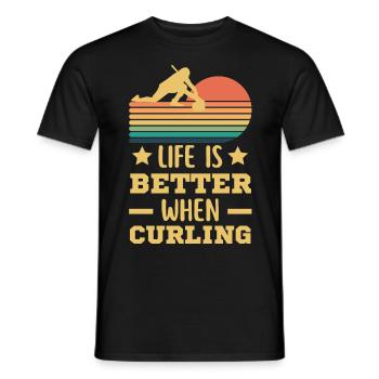 Curling retro vintage - Männer T-Shirt - Schwarz - Vorne - AI Model Male 178 light (178cm)