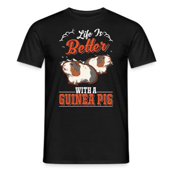 La vie est meilleure avec un cochon d’Inde Meerschweinchen - T-shirt homme - noir - Devant - AI Model Male 178 light (178cm)