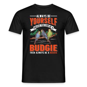 Budgerigar Gift Welli Parakeet - Men's T-Shirt - black - Front - AI Model Male 178 light (178cm)