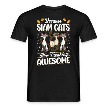 Because Siam Cats are freaking awesome - Men's T-Shirt - black - Front - AI Model Male 178 light (178cm)