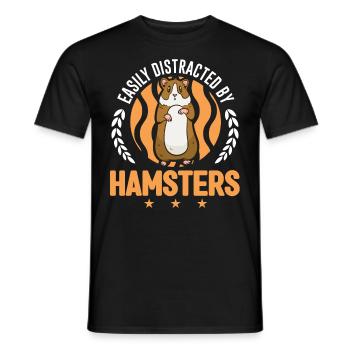 Easily distracted by Hamsters Goldhamster - Men's T-Shirt - black - Front - AI Model Male 178 light (178cm)