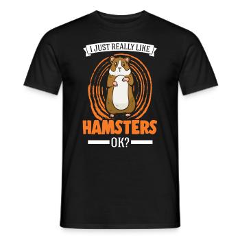 I just really like Hamsters Goldhamster Hamster - Männer T-Shirt - Schwarz - Vorne - AI Model Male 178 light (178cm)