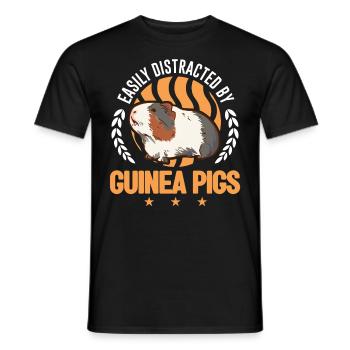 Facilement distrait par les cochons d’Inde Meerschweinchen - T-shirt homme - noir - Devant - AI Model Male 178 light (178cm)