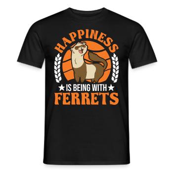 Le bonheur, c’est d’être avec Ferrets Frettchen - T-shirt homme - noir - Devant - AI Model Male 178 light (178cm)