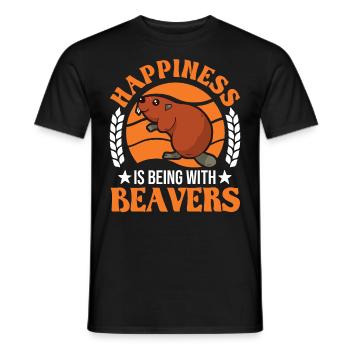 Happiness is being with Beavers Biber - Männer T-Shirt - Schwarz - Vorne - AI Model Male 178 light (178cm)