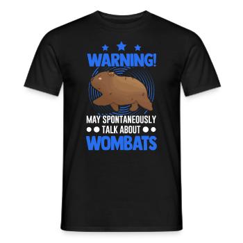 Warning May spontaneously talk about Wombats - Men's T-Shirt - black - Front - AI Model Male 178 light (178cm)