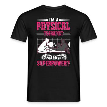 Physiotherapist Superpower Physiotherapy Physio - Men's T-Shirt - black - Front - AI Model Male 178 light (178cm)