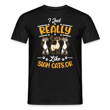 Ich mag einfach Siamkatzen Siamesische Katze - Männer T-Shirt - Schwarz - Vorne - AI Model Male 178 light (178cm)