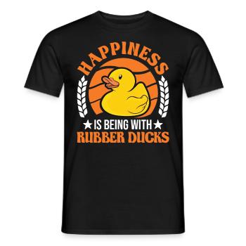 Happiness is being with Rubber Ducks Rubber Duck - Men's T-Shirt - black - Front - AI Model Male 178 light (178cm)