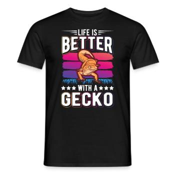 Life is better with a Gecko Leopard gecko - Men's T-Shirt - black - Front - AI Model Male 178 light (178cm)