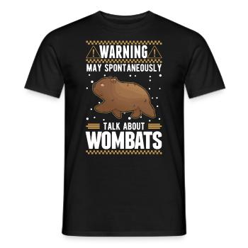 Warning May spontaneously talk about Wombats - Men's T-Shirt - black - Front - AI Model Male 178 light (178cm)