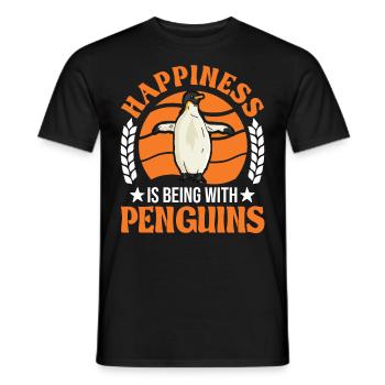Happiness is being with Penguins Penguin - Men's T-Shirt - black - Front - AI Model Male 178 light (178cm)