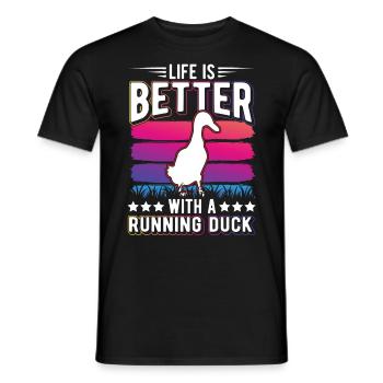 Life is better with a Running Duck Laufente - Men's T-Shirt - black - Front - AI Model Male 178 light (178cm)