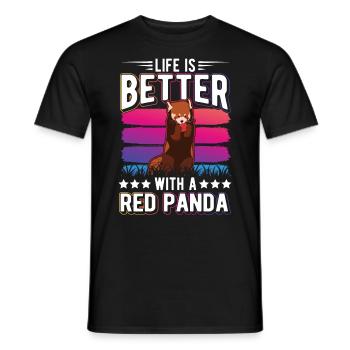 La vie est meilleure avec un panda roux roter panda - T-shirt homme - noir - Devant - AI Model Male 178 light (178cm)
