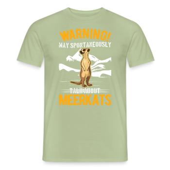 Avertissement Peut parler spontanément des suricates - T-shirt homme - vert sauge - Devant - AI Model Male 178 light (178cm)