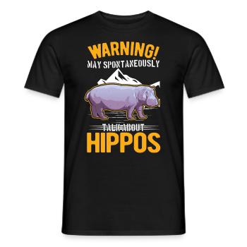 Warning Hippo Hippo Hippo Hippo - Men's T-Shirt - black - Front - AI Model Male 178 light (178cm)