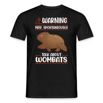 Warning May spontaneously talk about Wombats - Men's T-Shirt - black - Front - AI Model Male 178 light (178cm)
