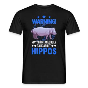 Warning Hippo Hippo Hippo Hippo - Men's T-Shirt - black - Front - AI Model Male 178 light (178cm)