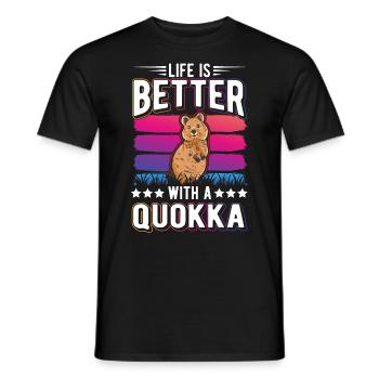Life is better with a Quokka short-tailed kangaroo - Men's T-Shirt - black - Front - AI Model Male 178 light (178cm)