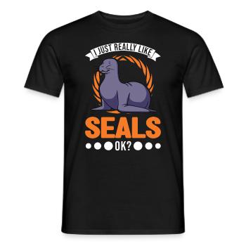 J’aime vraiment Seal Sea Lion Seal - T-shirt homme - noir - Devant - AI Model Male 178 light (178cm)