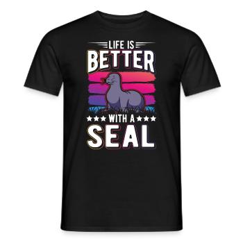 La vie est meilleure avec un phoque phoque lion - T-shirt homme - noir - Devant - AI Model Male 178 light (178cm)