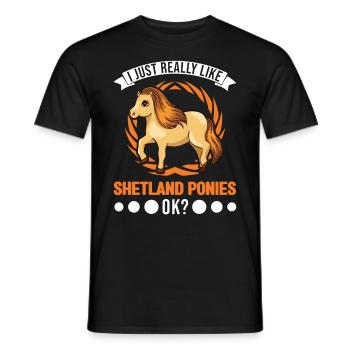 I just really like Shetland Ponies Shetty - Männer T-Shirt - Schwarz - Vorne - AI Model Male 178 light (178cm)