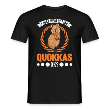 I just really like Quokka's short-tailed kangaroo - Men's T-Shirt - black - Front - AI Model Male 178 light (178cm)