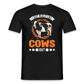J’aime vraiment Cows Cattle Breeder Cow - T-shirt homme - noir - Devant - AI Model Male 178 light (178cm)