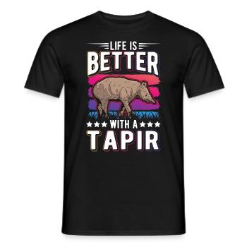 Life is better with a Tapir - Men's T-Shirt - black - Front - AI Model Male 178 light (178cm)