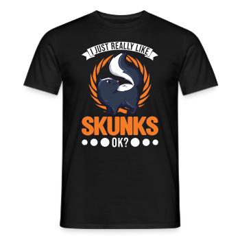 J’aime vraiment Skunks, ok Skunk - T-shirt homme - noir - Devant - AI Model Male 178 light (178cm)